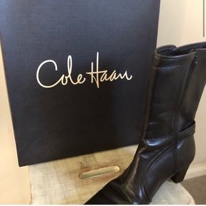 Mid calf dark brown leather boots Cole Haan